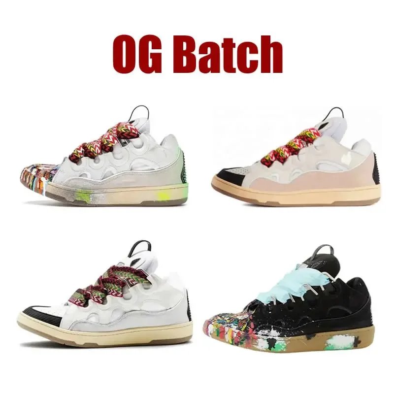 Mixed-Material Low-Top Curb Sneakers with Paint-Splatter Midsole & Zigzag Laces 1