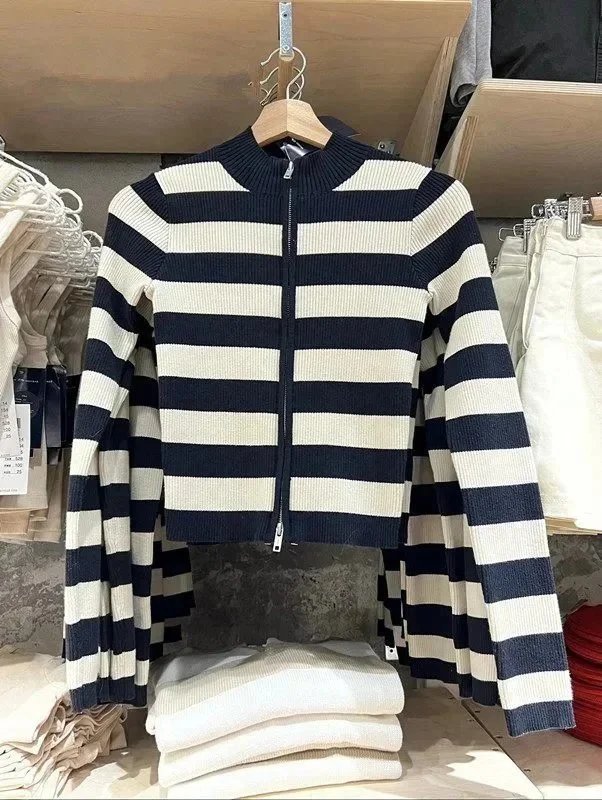Brandy Melville striped zip up