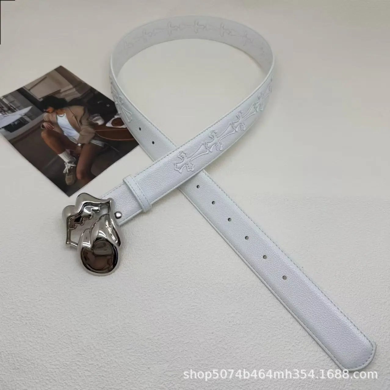 Unbranded Belts Embossed Cross Motif with Decorative Metal Buckle — 11