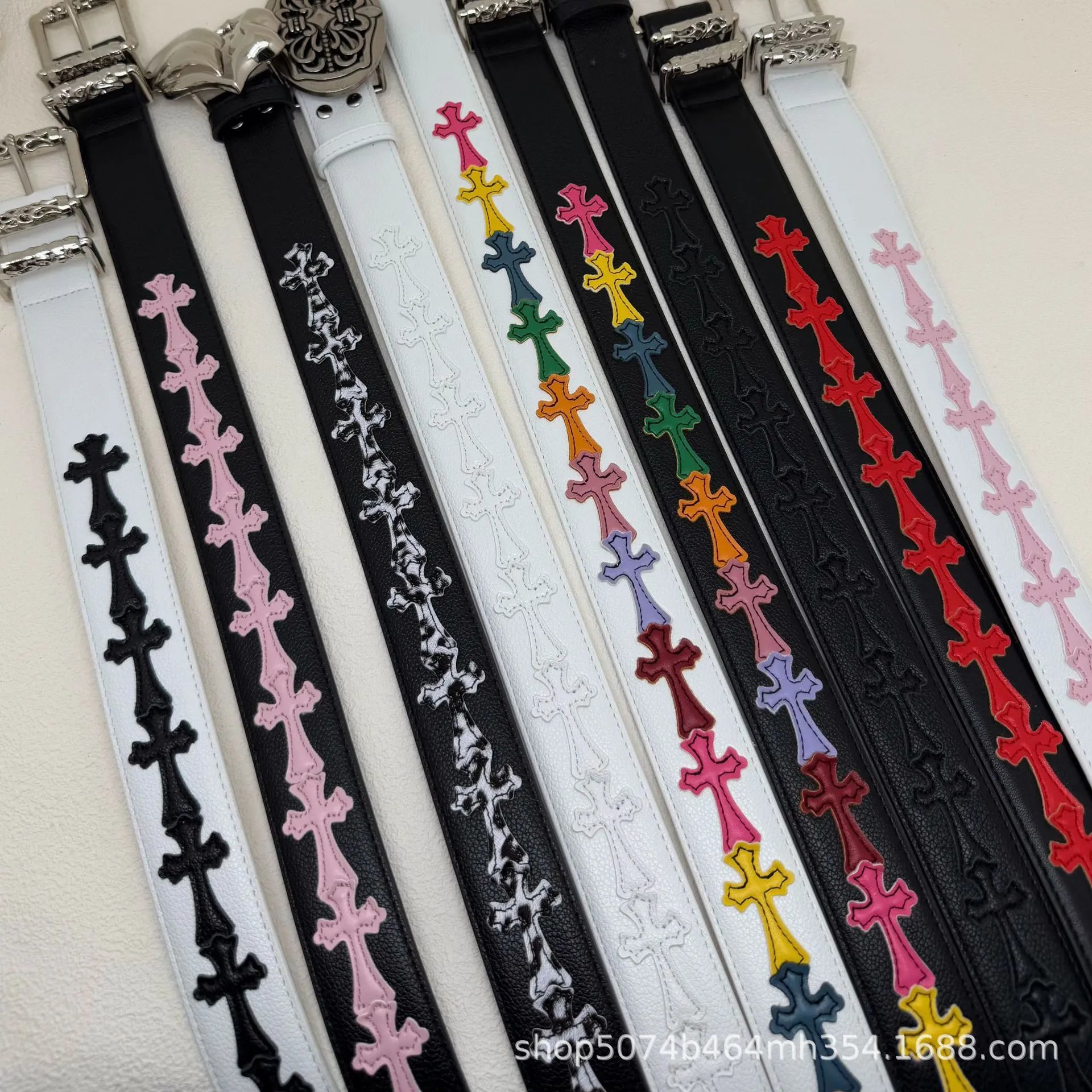 Unbranded Belts Embossed Cross Motif with Decorative Metal Buckle image 5