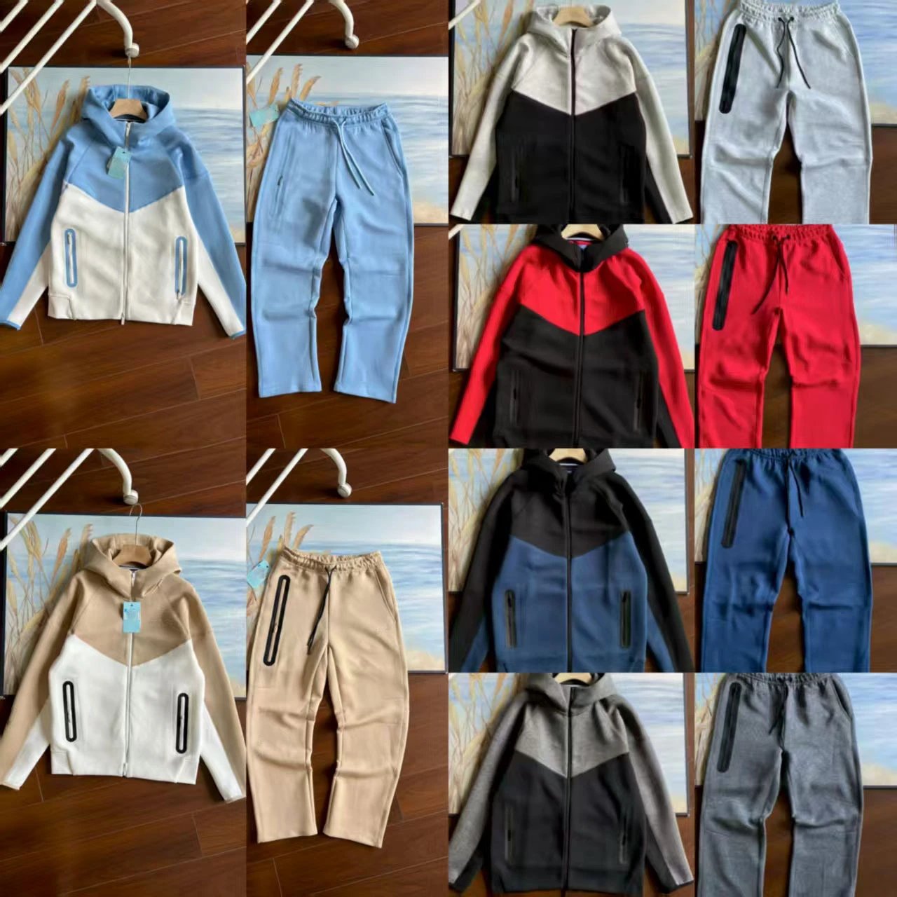 Colorblock Hooded Tracksuit Sets