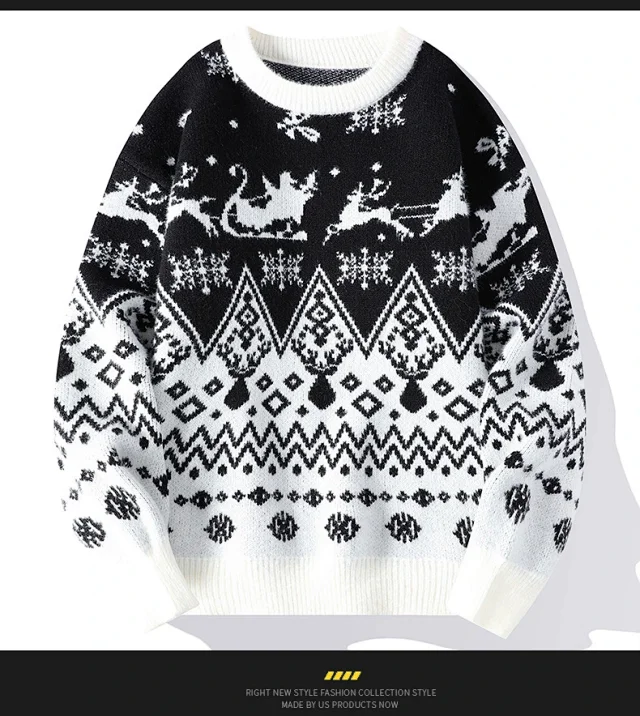 Unbranded Knitwear Crew Neck Christmas Reindeer Fair Isle Sweater product detail image 13