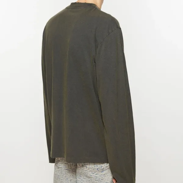Acne Studios Embroidered Logo Long-Sleeve T-Shirt Army Green - 6