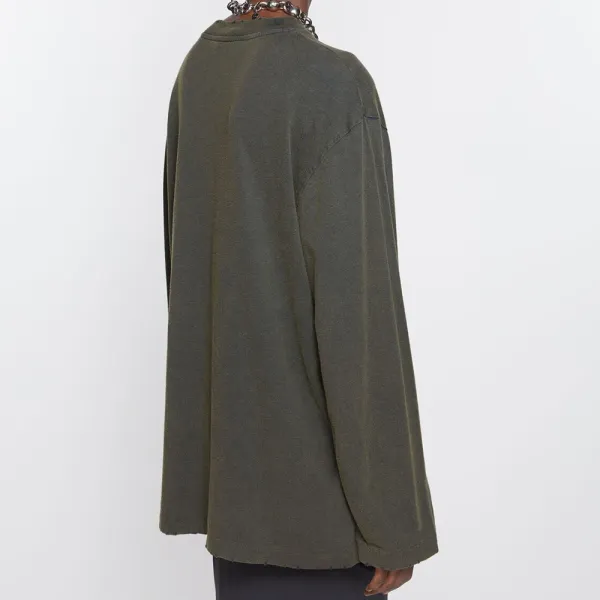 Acne Studios Embroidered Logo Long-Sleeve T-Shirt Army Green - 4