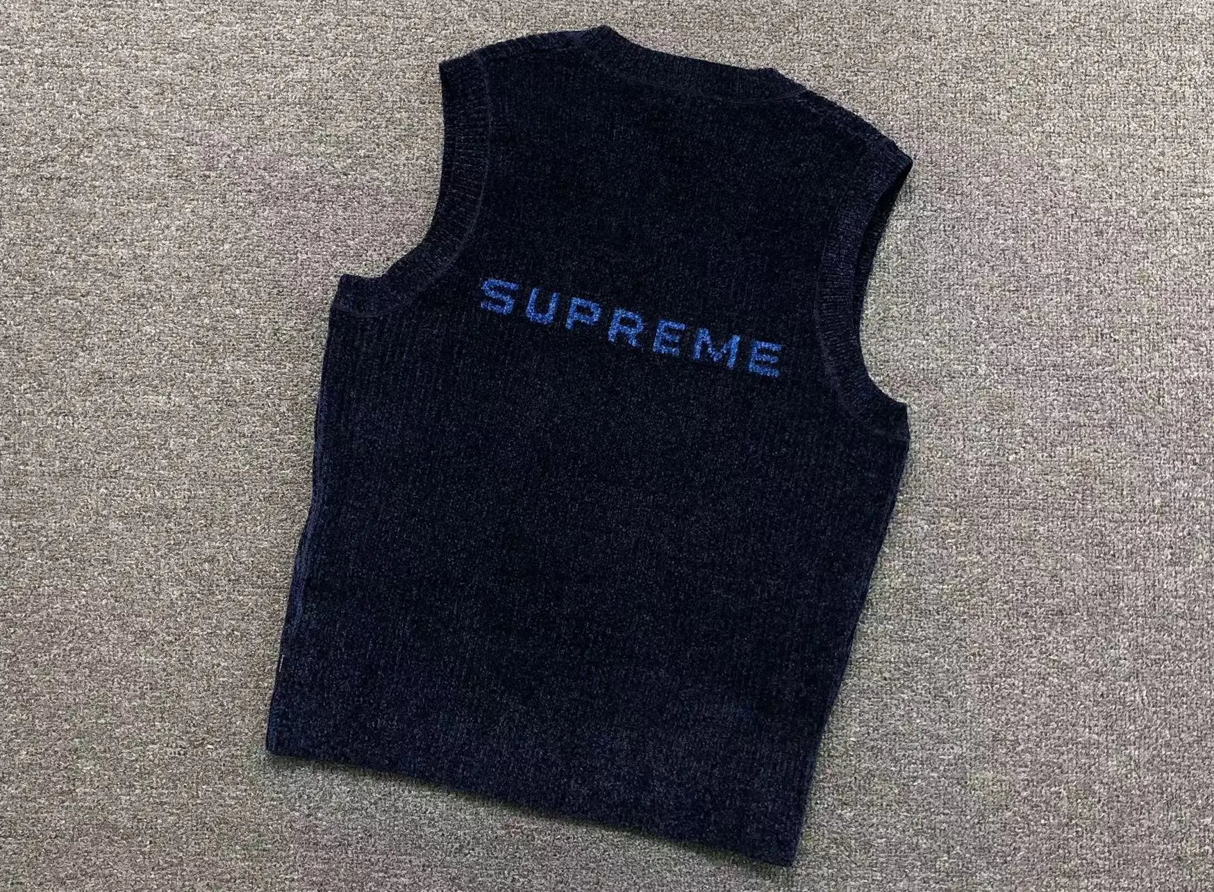 M003#Chenille V-Neck Knit Vest Royal Blue