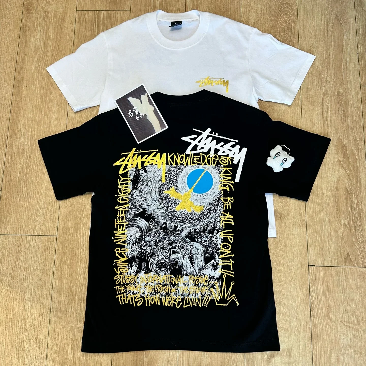 Qiwujia stussy stussy crow is coming luminous fluorescent short-sleeved Cleanfit popular 260g heavy short-sleeved T-shirt high street American style