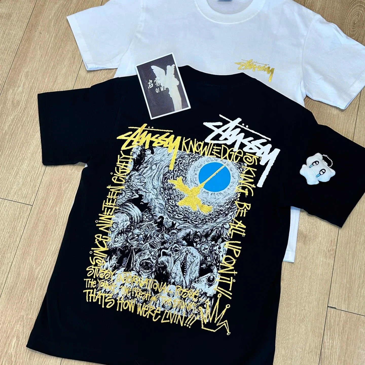 Qiwujia stussy stussy crow is coming luminous fluorescent short-sleeved Cleanfit popular 260g heavy short-sleeved T-shirt high street American style