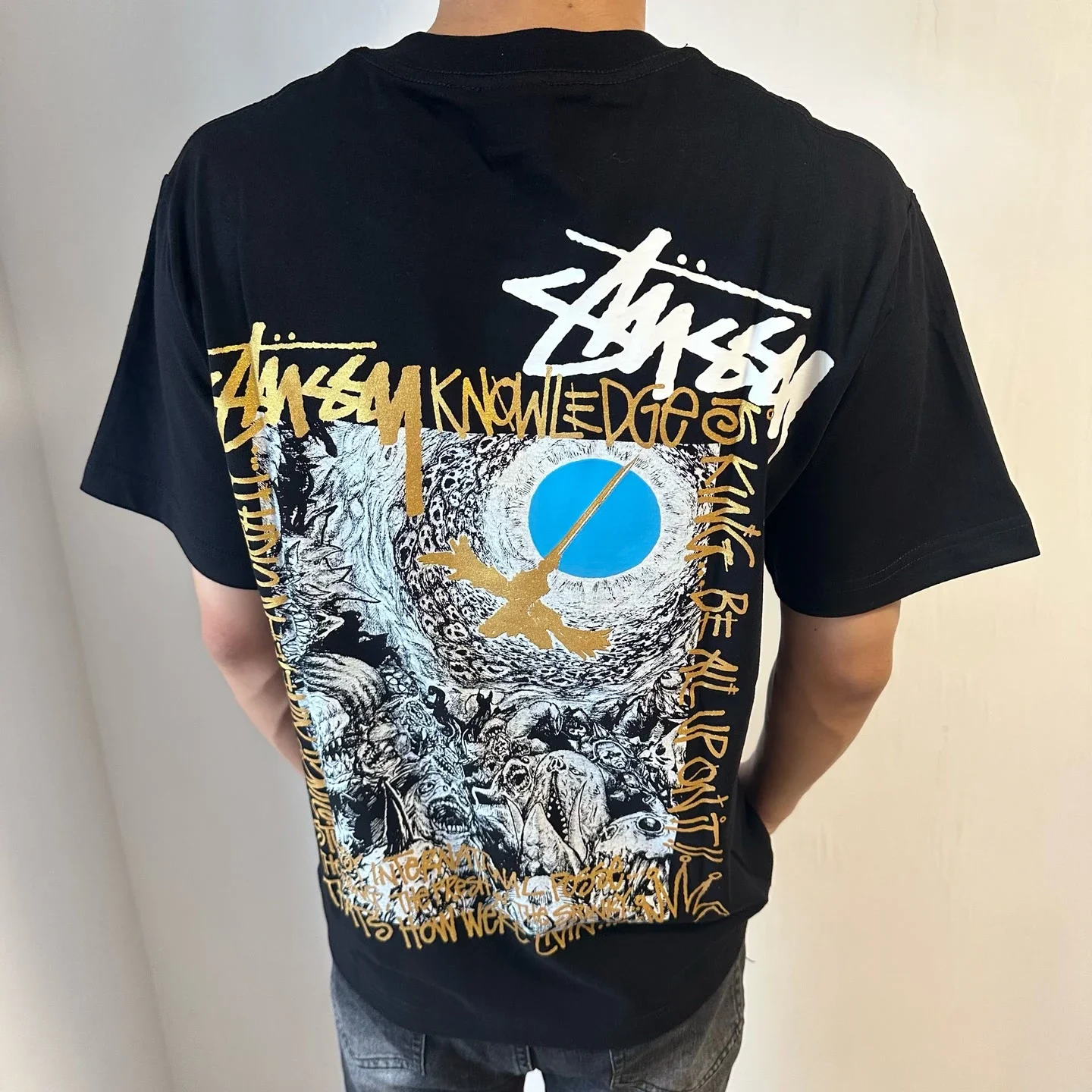 Qiwujia stussy stussy crow is coming luminous fluorescent short-sleeved Cleanfit popular 260g heavy short-sleeved T-shirt high street American style