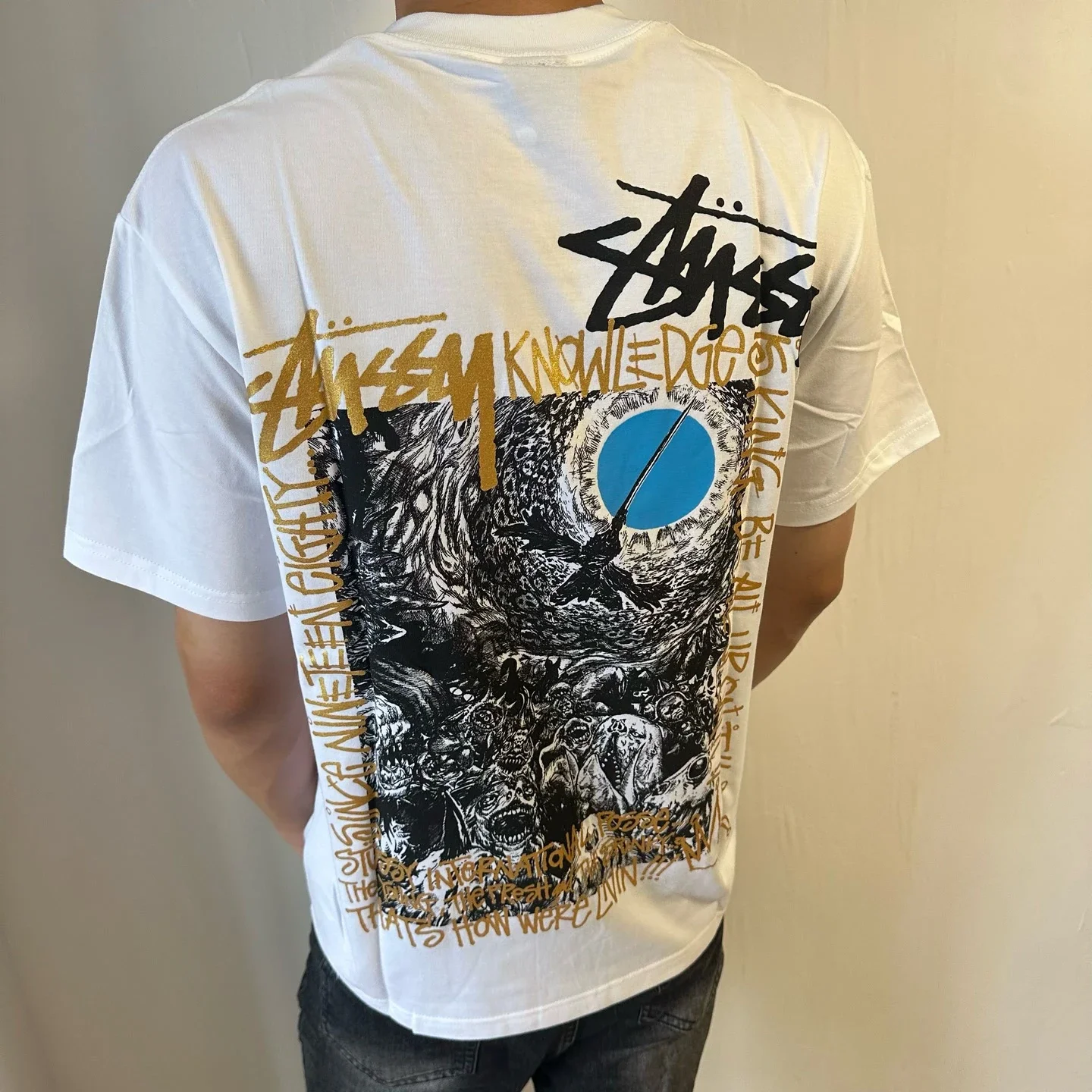 Qiwujia stussy stussy crow is coming luminous fluorescent short-sleeved Cleanfit popular 260g heavy short-sleeved T-shirt high street American style