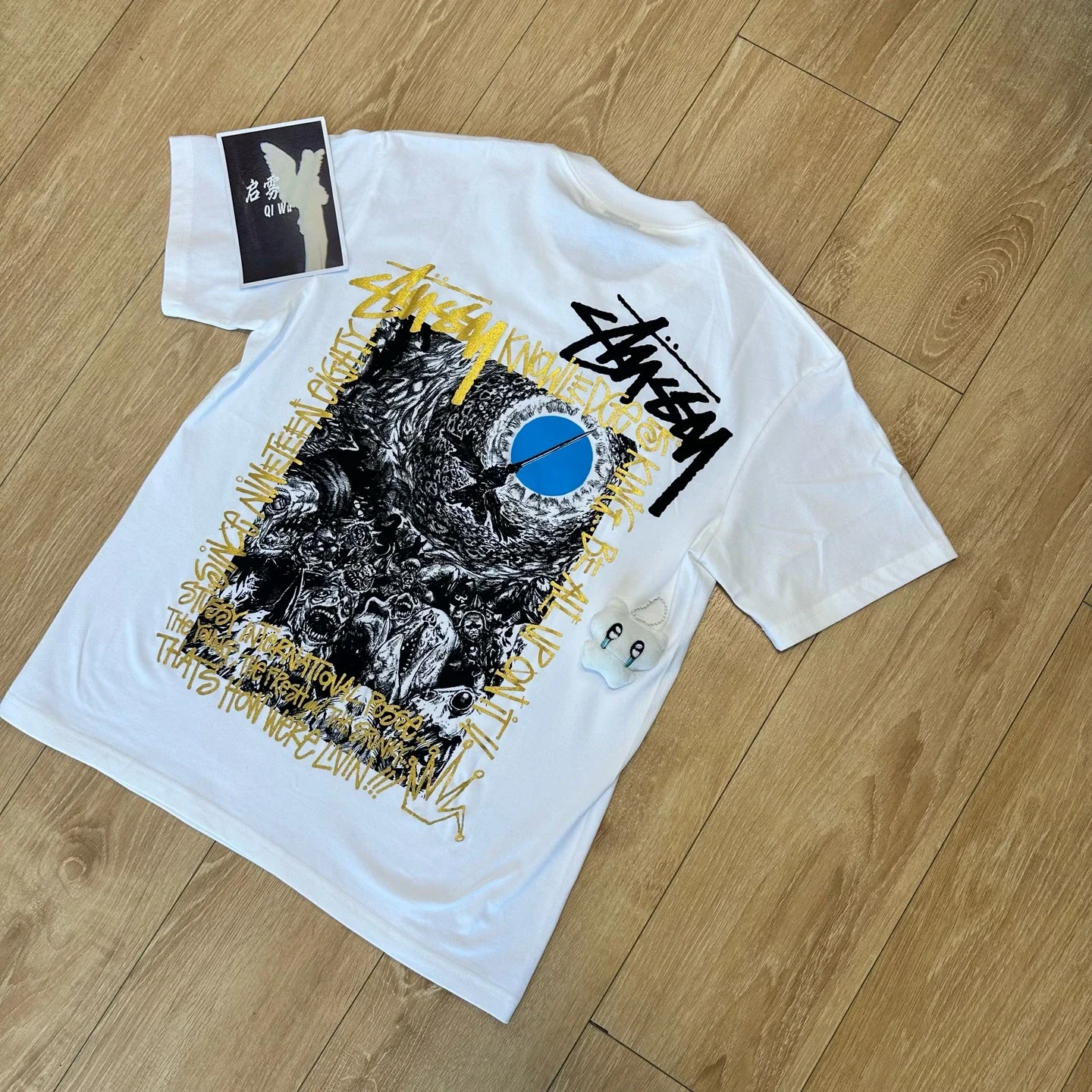 Qiwujia stussy stussy crow is coming luminous fluorescent short-sleeved Cleanfit popular 260g heavy short-sleeved T-shirt high street American style