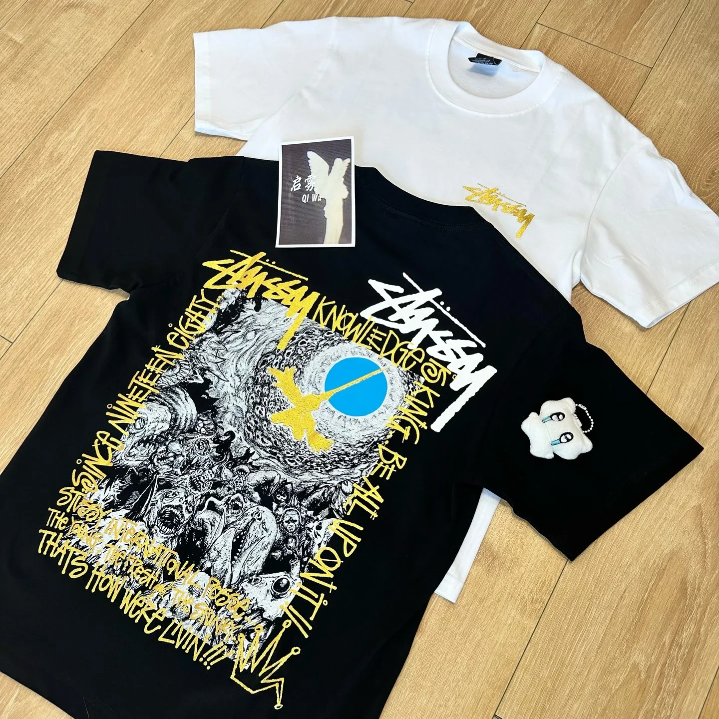 Qiwujia stussy stussy crow is coming luminous fluorescent short-sleeved Cleanfit popular 260g heavy short-sleeved T-shirt high street American style