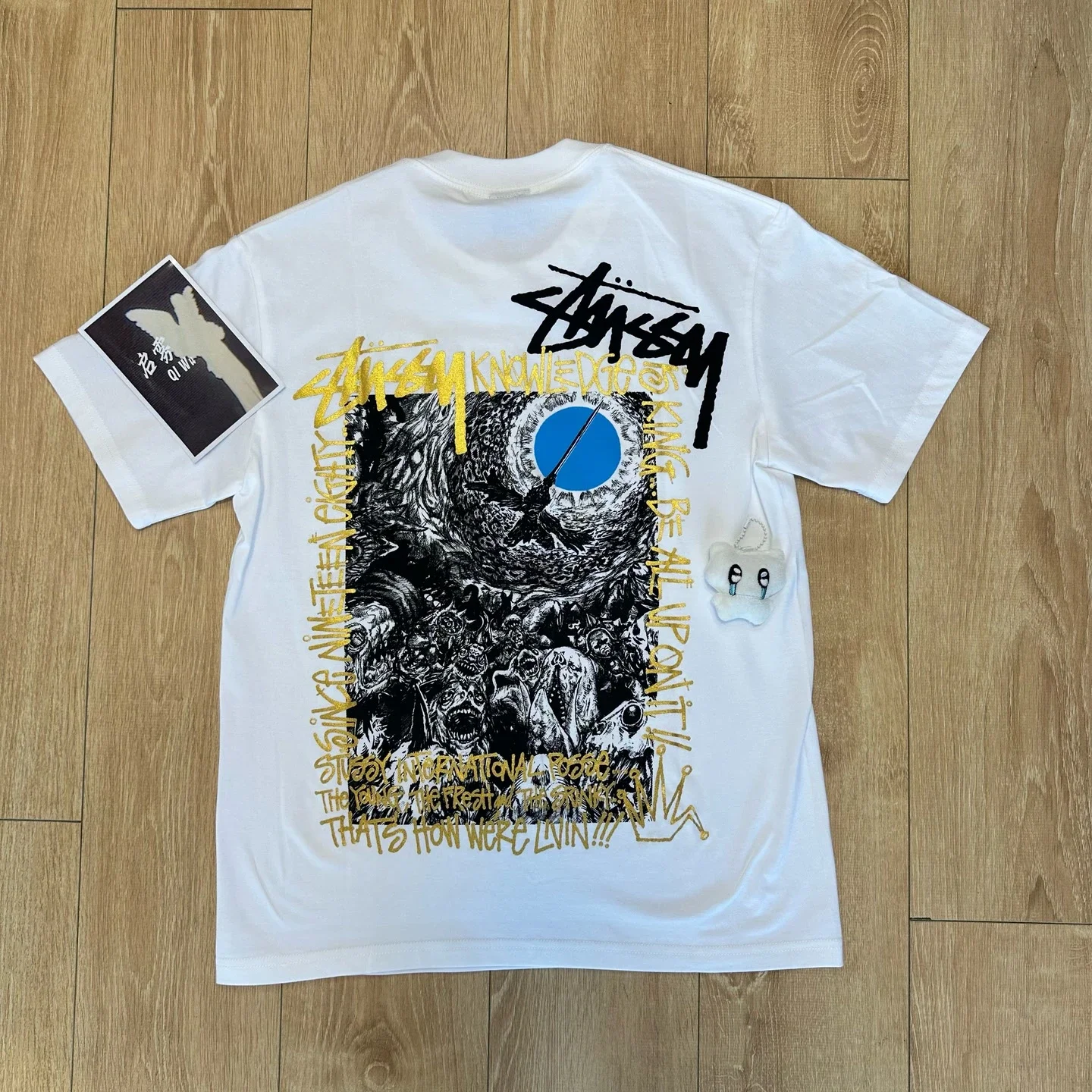 Qiwujia stussy stussy crow is coming luminous fluorescent short-sleeved Cleanfit popular 260g heavy short-sleeved T-shirt high street American style