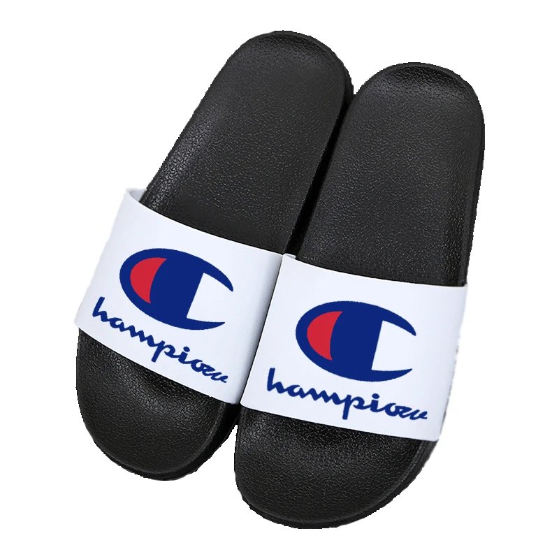 Champion Logo Slide Sandals Black / White Slippers