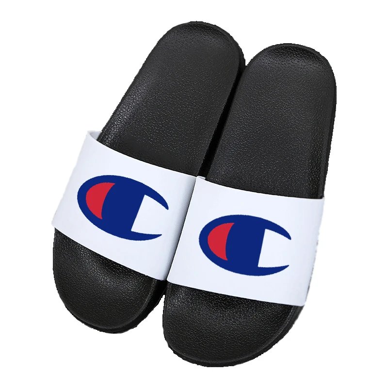 Champion Classic Logo Slide Black White Slippers