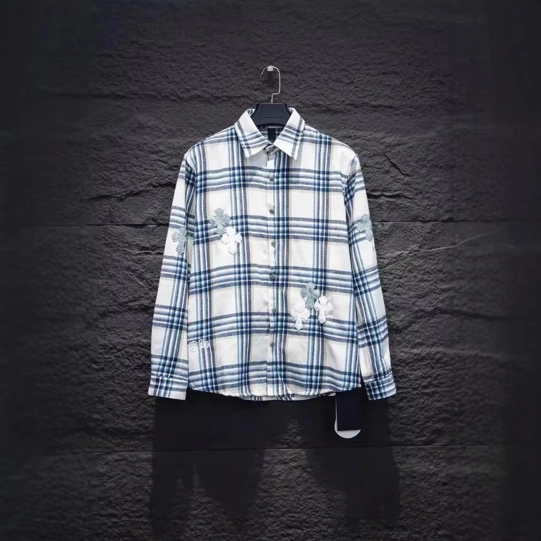 新款克罗贴皮衬衫外套贴布十字花点缀