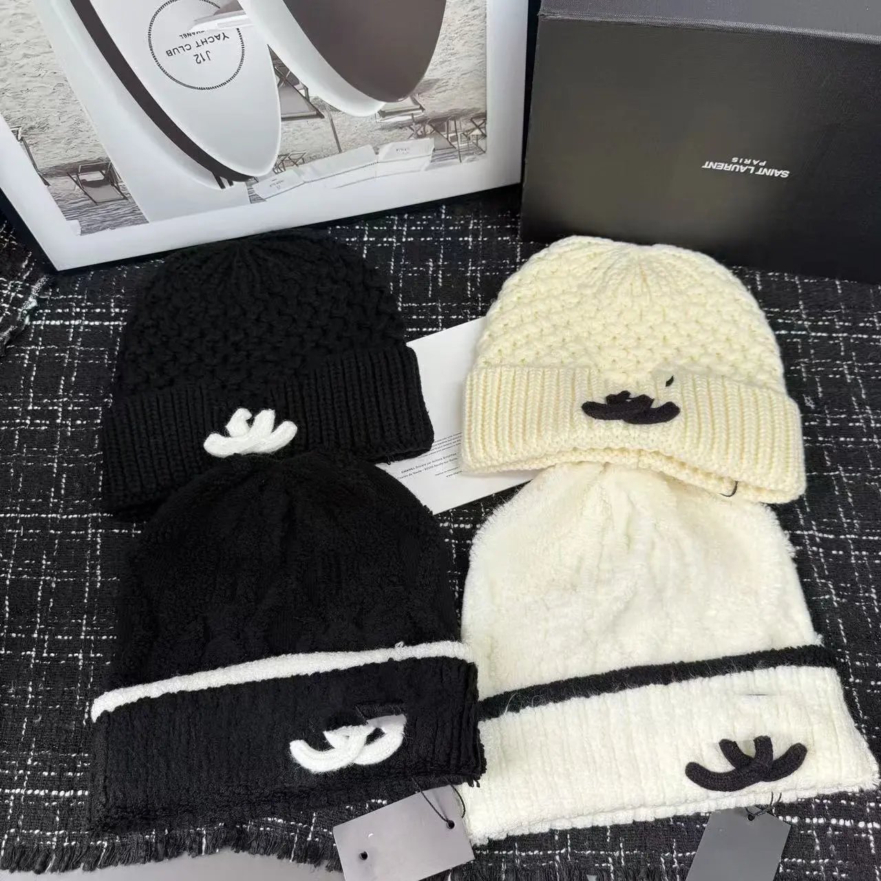 帽子女秋冬毛线帽保暖防风冷帽百搭字母针织帽户外时尚高级包头帽