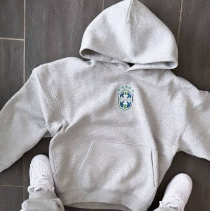 Brazil Logo Hoodie Grey