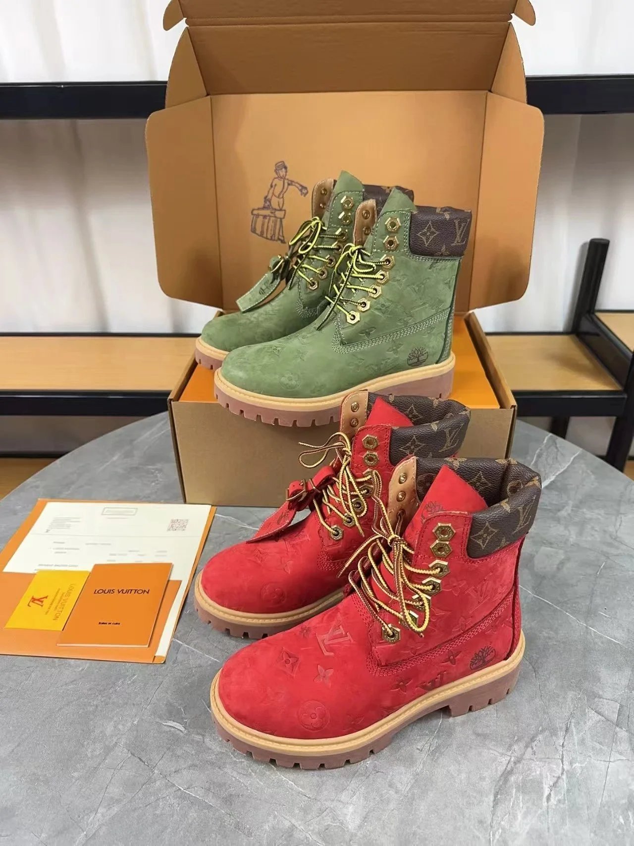 Louis Vuitton Boots Monogram lace-up ankle — Red