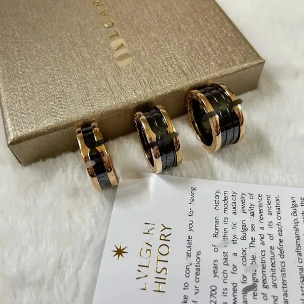 Bvlgari B.zero1 Black Ceramic and Rose Gold Ring Jewelry - 5