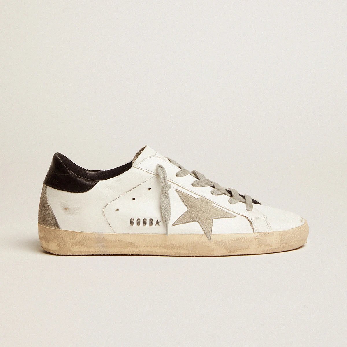 Golden Goose Super-Star Leather Sneakers Distressed White Black