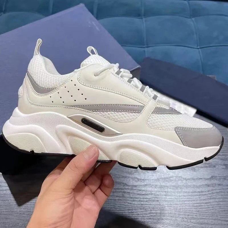 Genuine Leather 2025 Guangzhou New Style Casual Shoes Retro Flat Breathable Mesh Sports Dad Sneakers