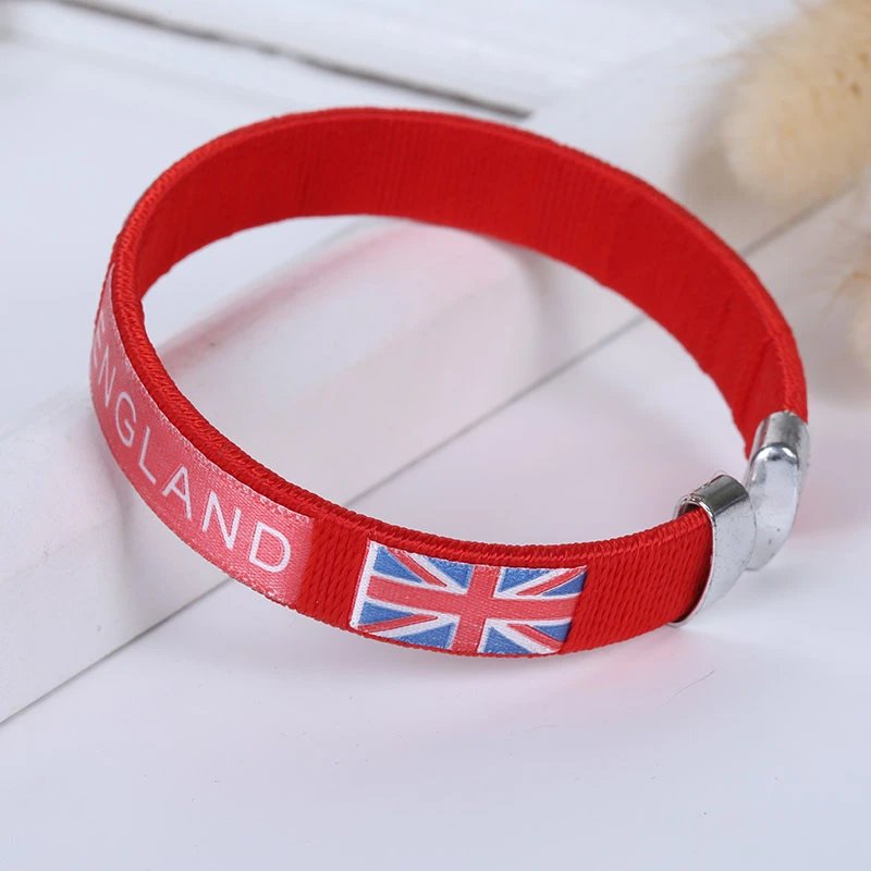 England Flag Woven Bracelet Red Accessories