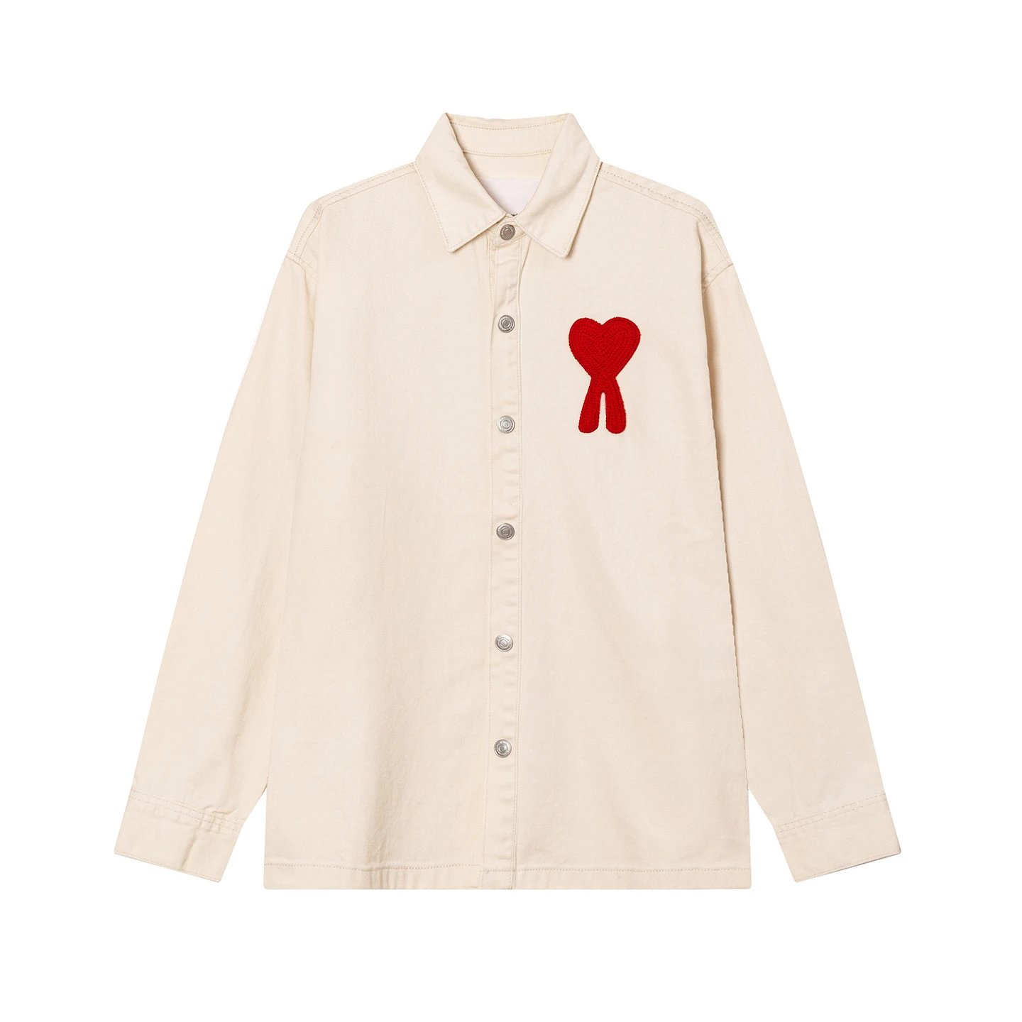 Comme des Garçons Play Heart Embroidered Shirt Beige