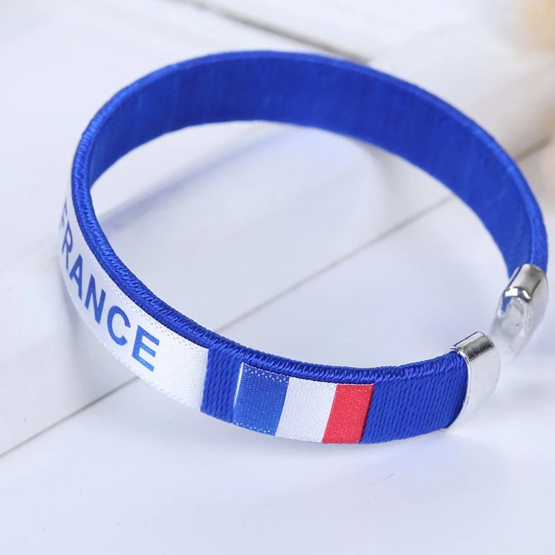France Flag Woven Bracelet Blue White Red Bracelet