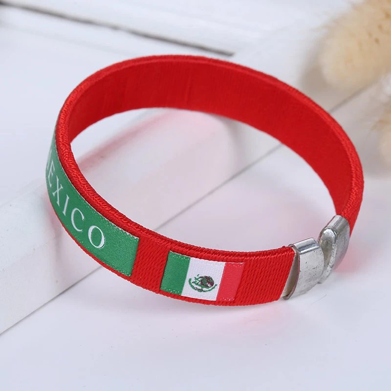 Mexico Flag Woven Bracelet Red Green White Accessories
