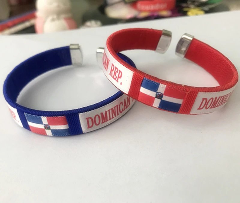 Dominican Republic Flag Wristband Bracelet - Red/Blue Multicolor Bracelets