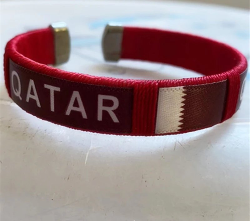 Qatar National Flag Woven Bracelet Red