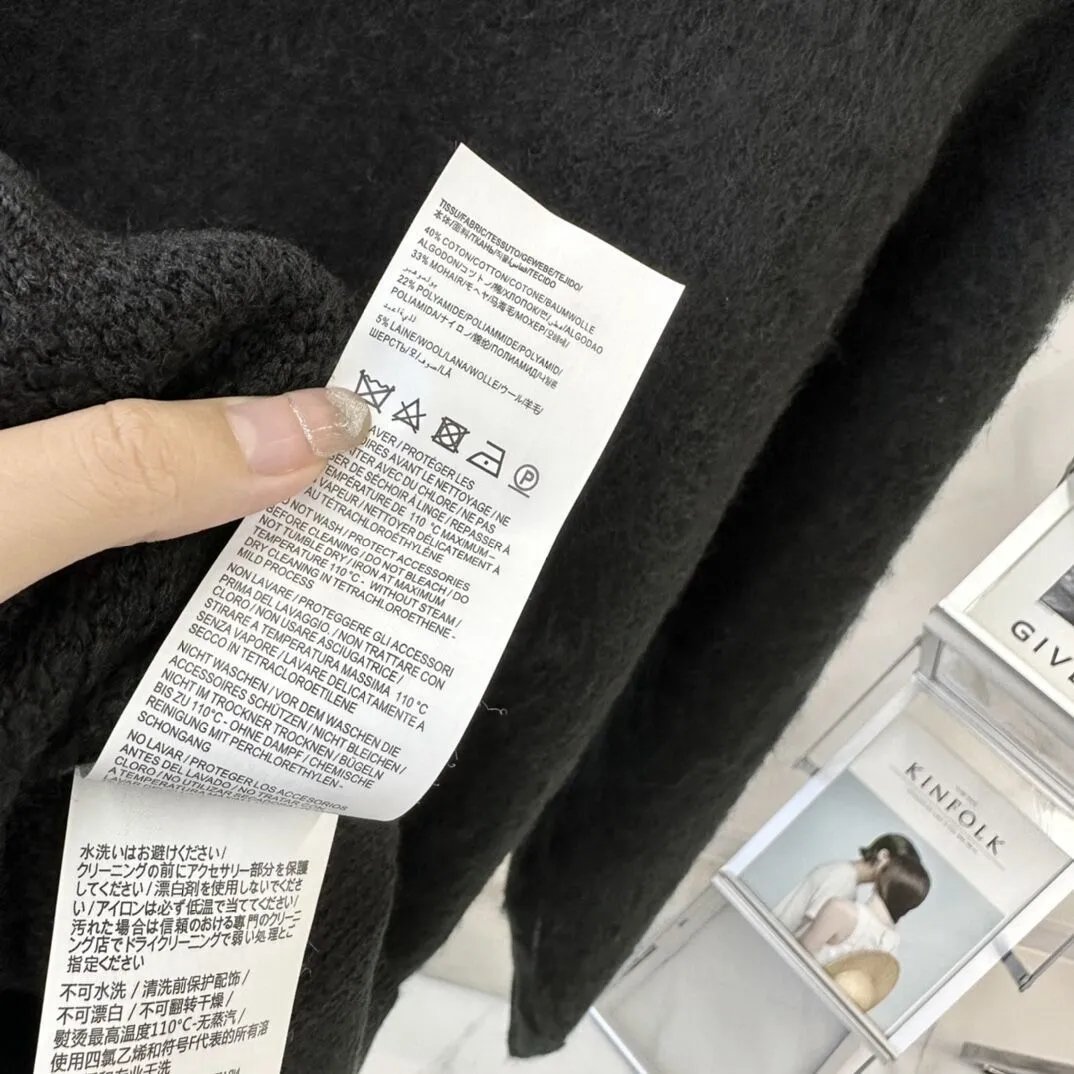 Saint Laurent Logo Intarsia Mohair Sweater Black - 10