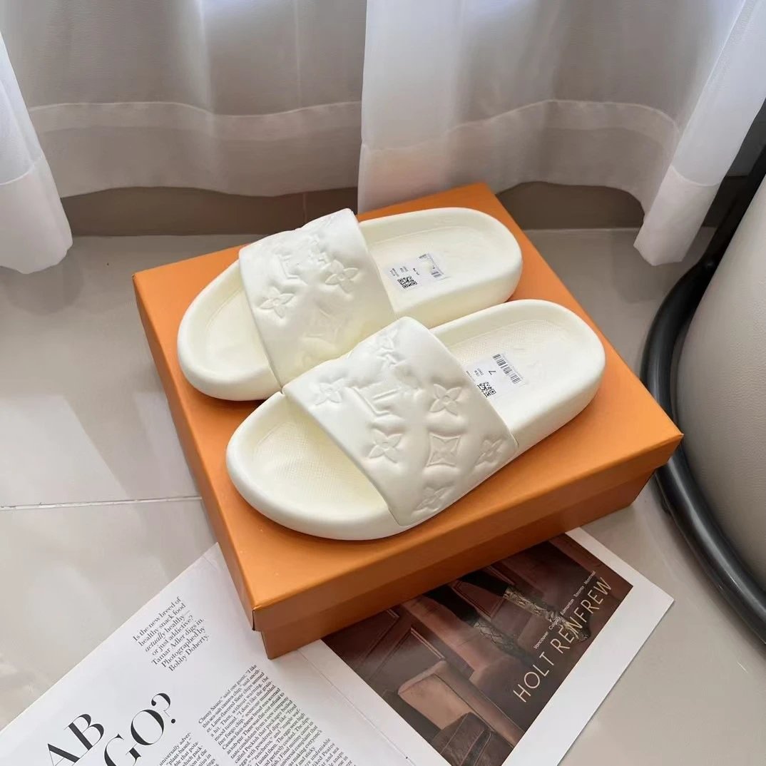 Louis Vuitton Monogram Slide Slippers White Sandals - 10