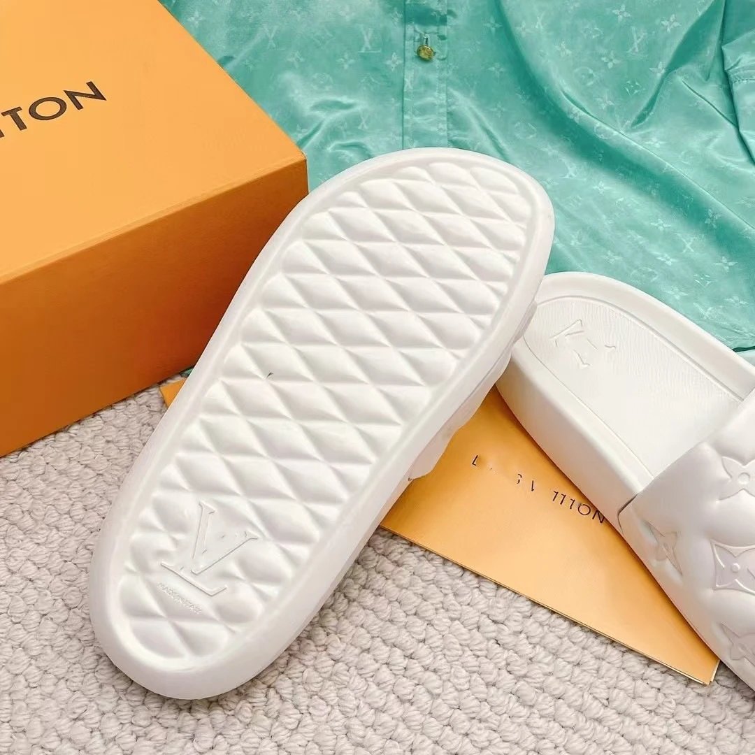 Louis Vuitton Monogram Slide Slippers White Sandals - 13