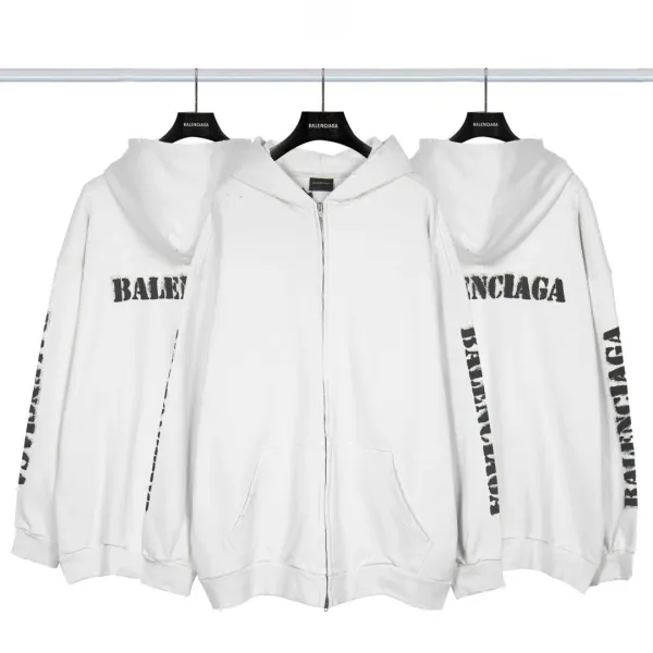 Balenciaga Distressed Graphic Hoodie Black/Gray/White/Army Green/Light Blue Multicolor - 51