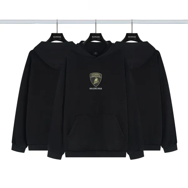 Balenciaga Distressed Graphic Hoodie Black/Gray/White/Army Green/Light Blue Multicolor - 11