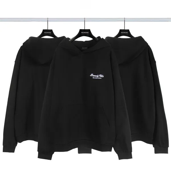 Balenciaga Distressed Graphic Hoodie Black/Gray/White/Army Green/Light Blue Multicolor - 27