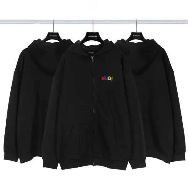 Balenciaga Distressed Graphic Hoodie Black/Gray/White/Army Green/Light Blue Multicolor - 46