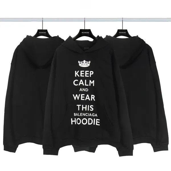 Balenciaga Distressed Graphic Hoodie Black/Gray/White/Army Green/Light Blue Multicolor - 33