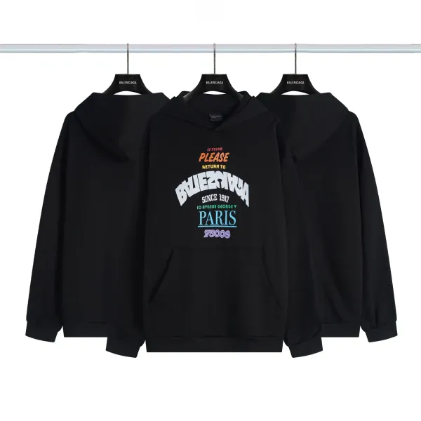 Balenciaga Distressed Graphic Hoodie Black/Gray/White/Army Green/Light Blue Multicolor - 9