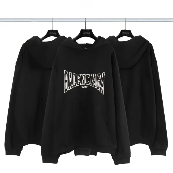 Balenciaga Distressed Graphic Hoodie Black/Gray/White/Army Green/Light Blue Multicolor - 35