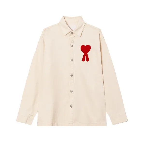 Comme des Garçons Play Heart Embroidered Shirt Beige - 4