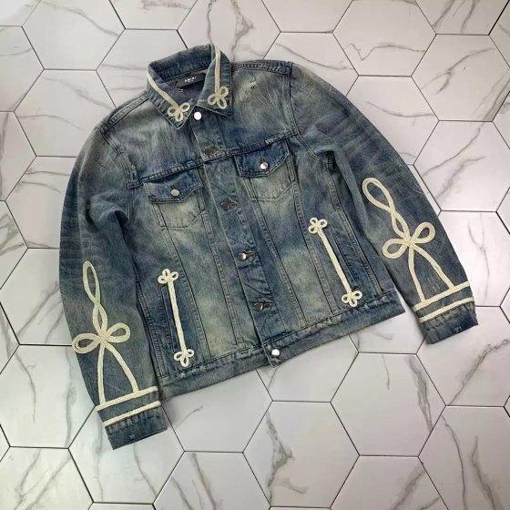 Gaorl New Washed Vintage Blue Embroidered Cowboy Denim Jacket AMIRI Unisex