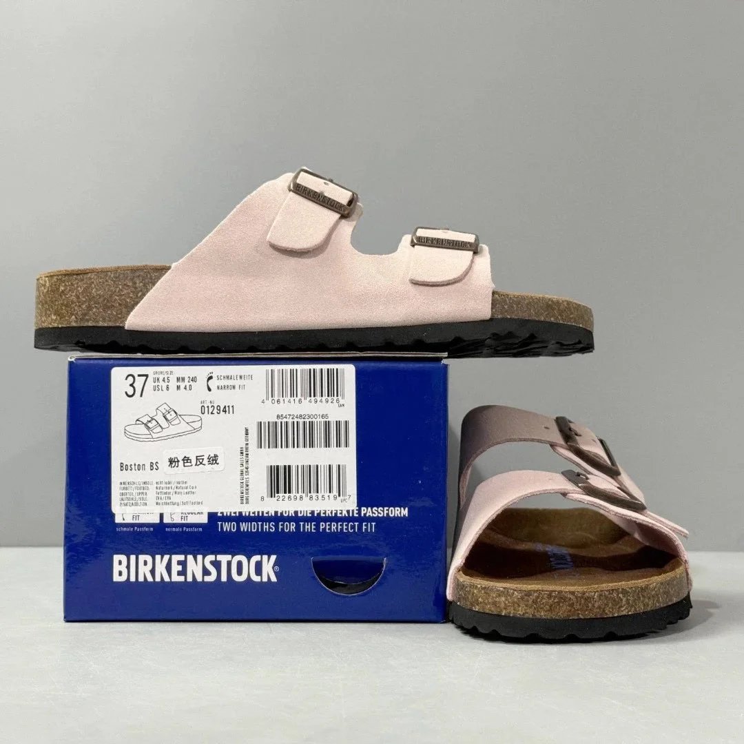 DC Birkenstock Two-Strap Slides (Pink Suede)