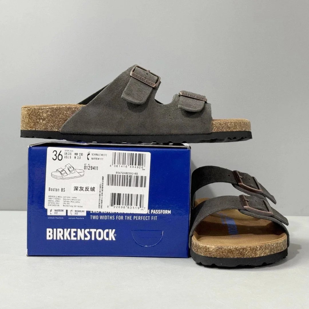 DC Birkenstock Two-Strap Slides (Dark Grey Suede)