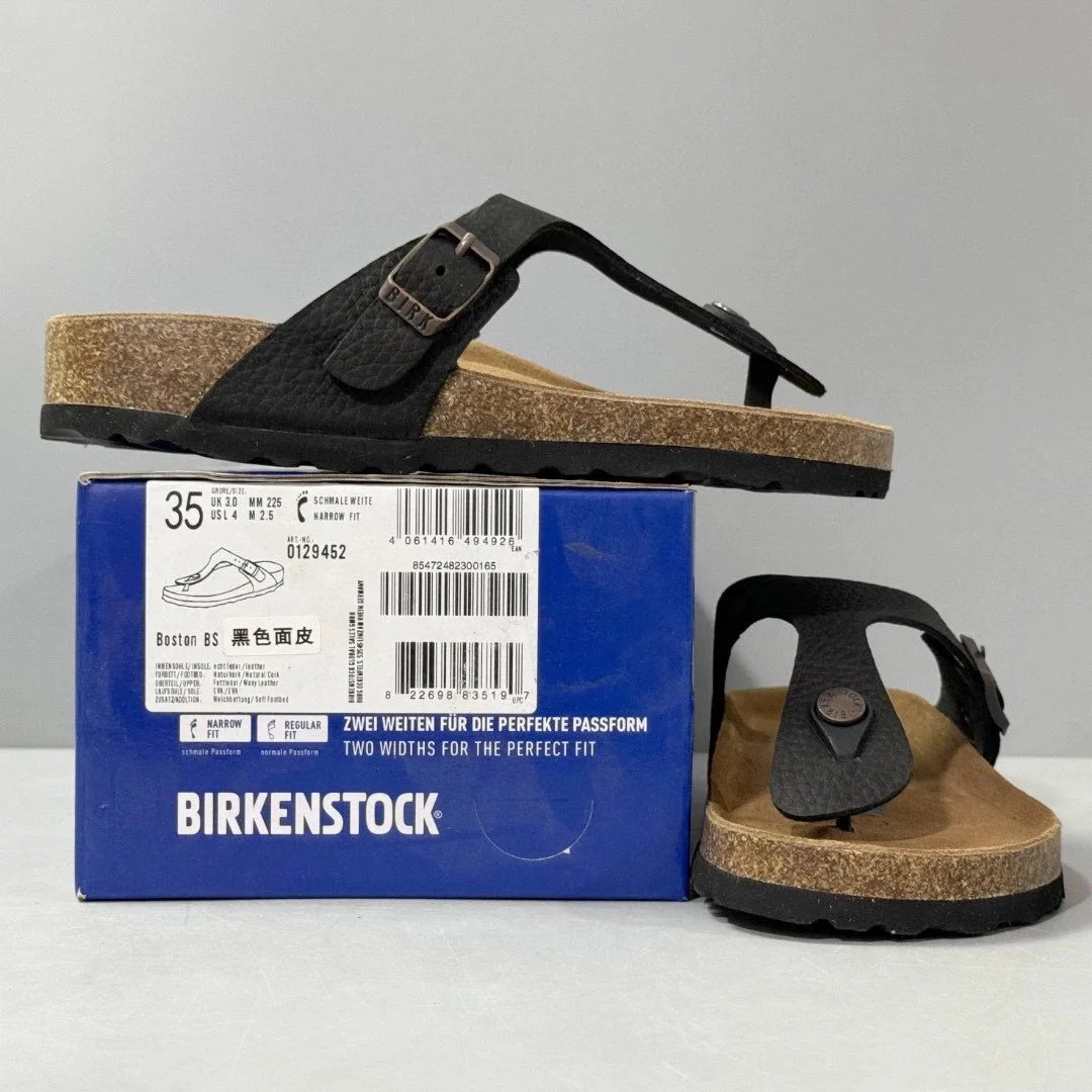 DC Birkenstock Flip-Flops (Black Leather Upper)