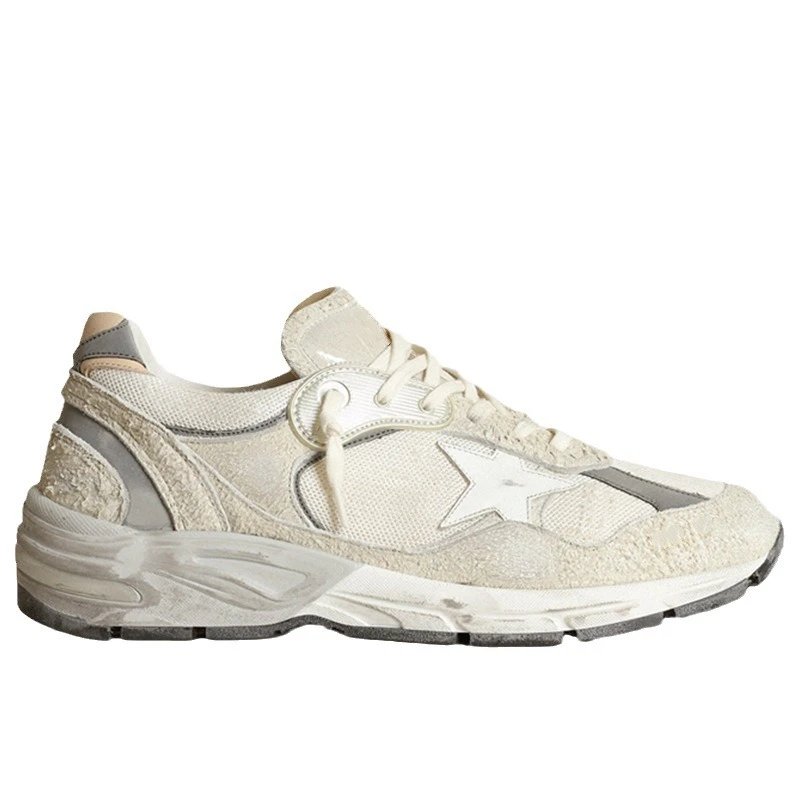 Five-Pointed Star Distressed Mesh Retro Chunky Sneakers for Couples, Platform Versatile Casual Sports Shoes