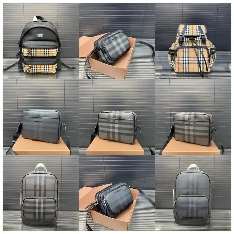 Burberry check pattern backpack and crossbody bag collection