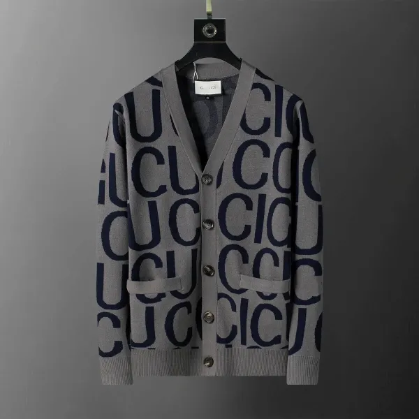 Gucci Monogram Knit Cardigan Gray Navy - 1