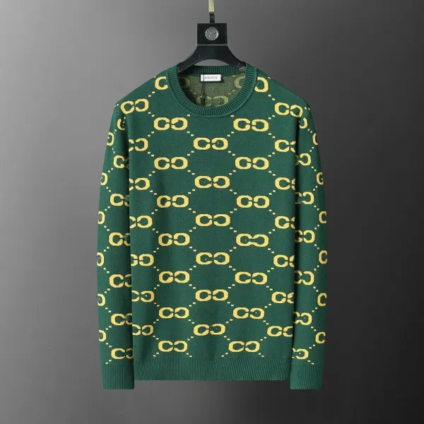 Gucci GG Pattern Green Knit Sweater - 1